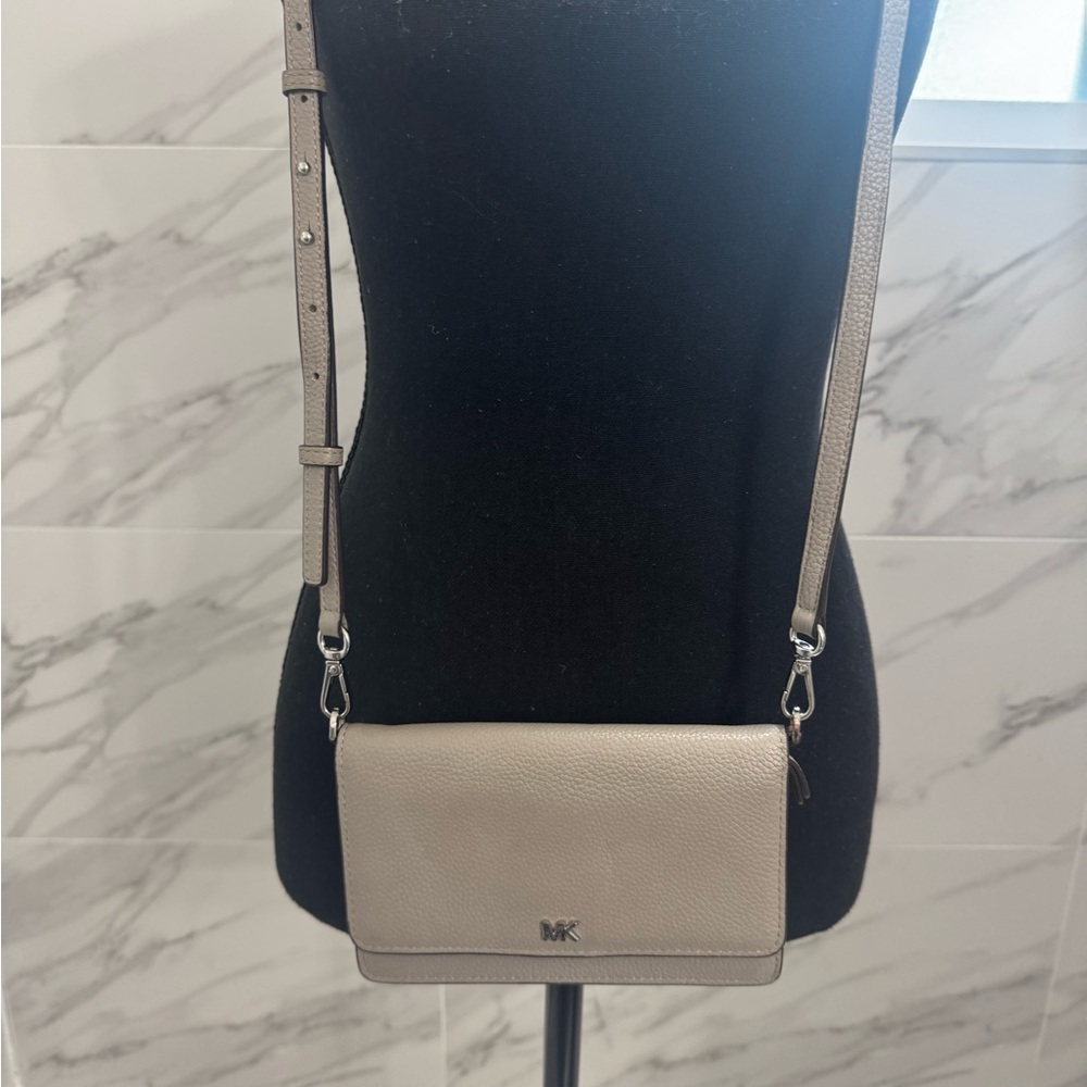 Michael Kors Pebbled Leather Crossbody in Light Taupe